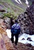 Excited Ralf hiking along Crow Creek waterfall